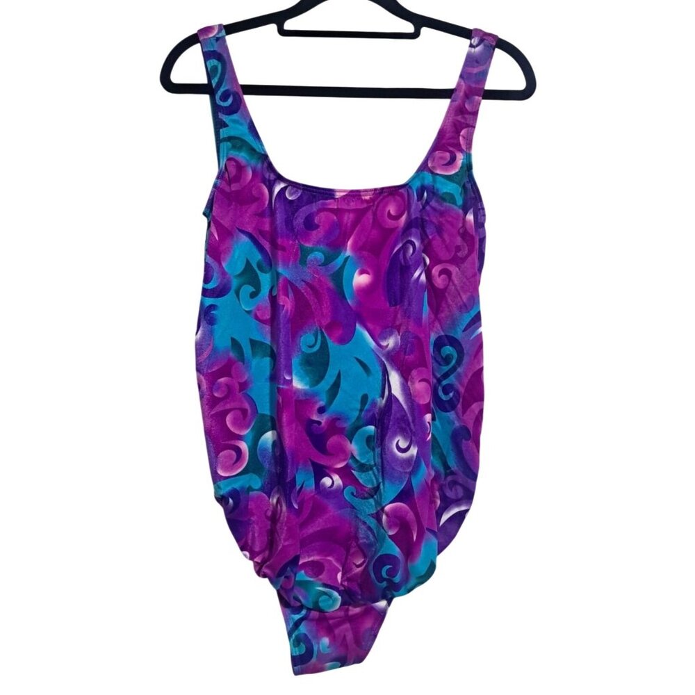 Special Delivery One Piece Swimsuit Women 9/10 Purple Blue‎ Abstract Maternity